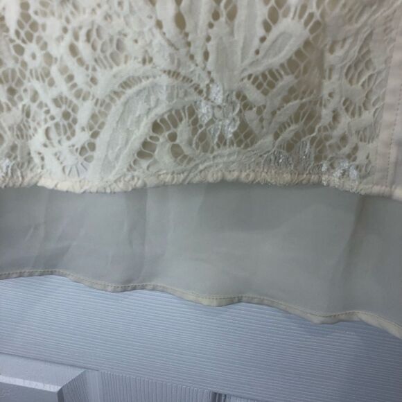 AGB sheer lace long sleeve high low blouse top, size medium - Picture 6 of 14